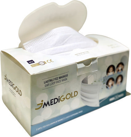 Medical - Ιατρική μάσκα / White / ΕΝ 14683: 2019 + AC:2019 - MediGold [Συσκ. 50 τμχ]